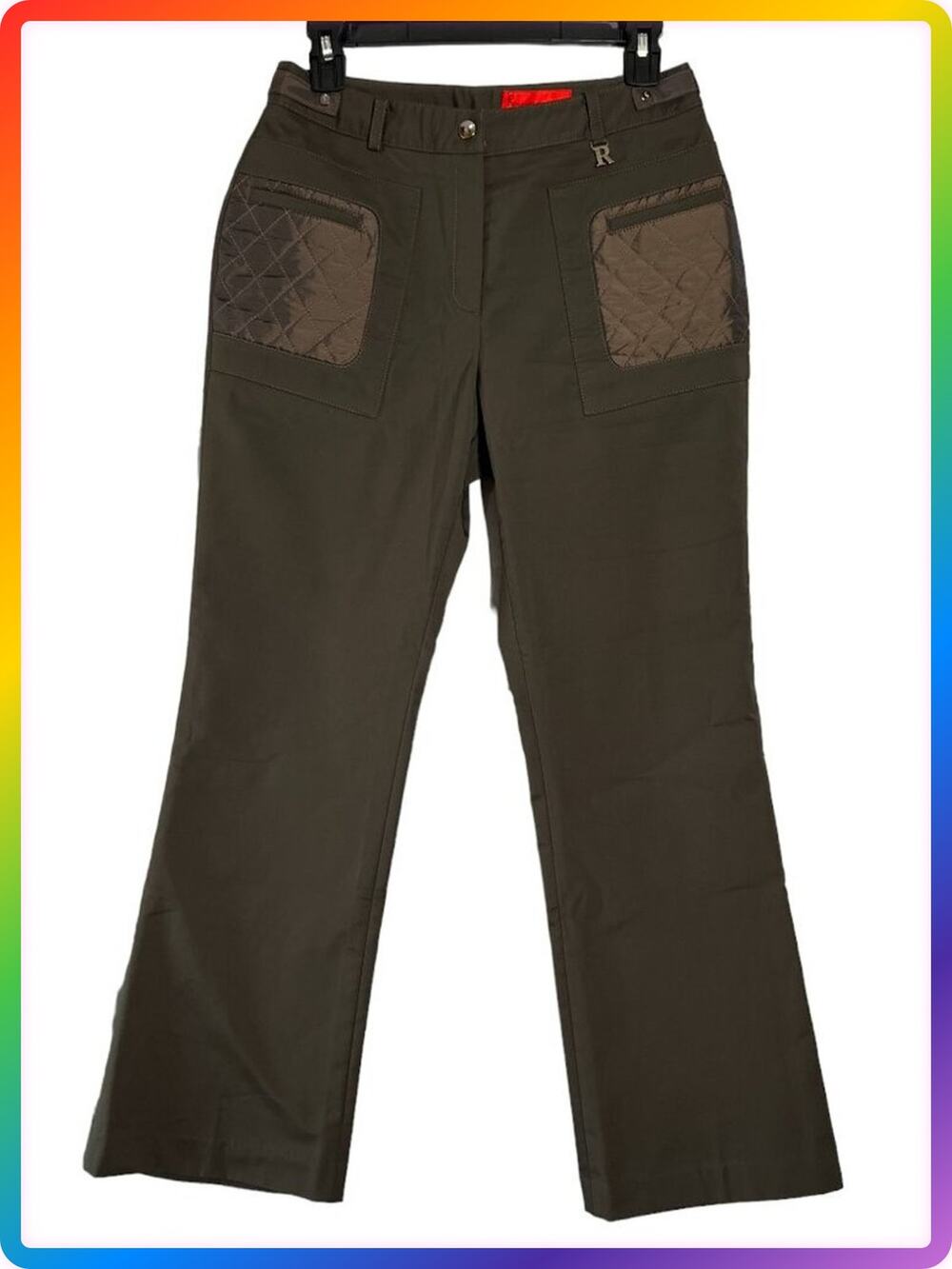 Roberta di Camerino High Rise Nylon Trousers SIZE 27 Brown Fleece Lined